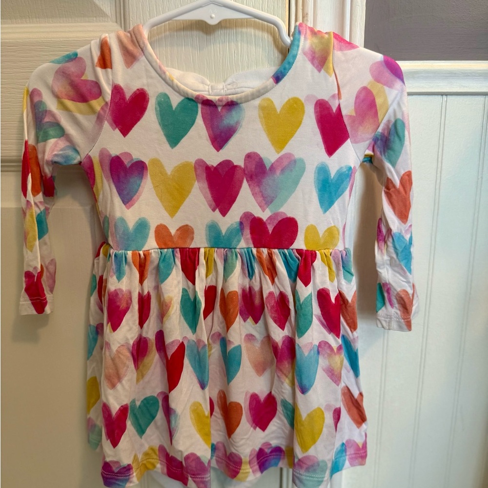 Little Sleepies Watercolor Love Skater Dress with Bodysuit